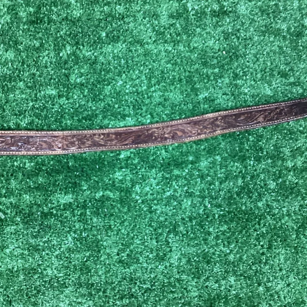 Brown Tooled Leather Belt 41